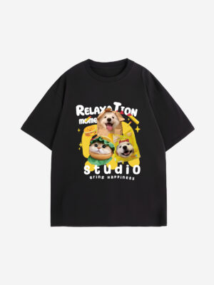 Customized Cute Pet Casual T-Shirt - Black, S